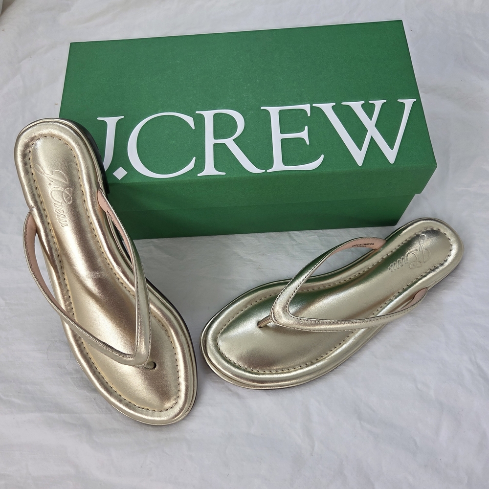 J.Crew Padded Thong Sandal in Metallic Leather